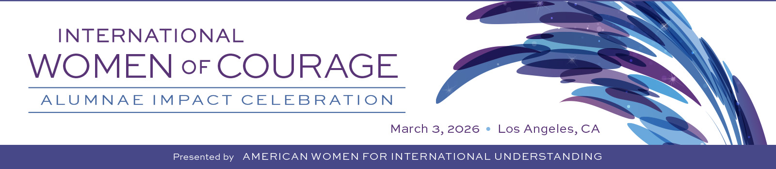 International Women of Courage Celebration banner, March 3, 2026, Los Angeles, CA